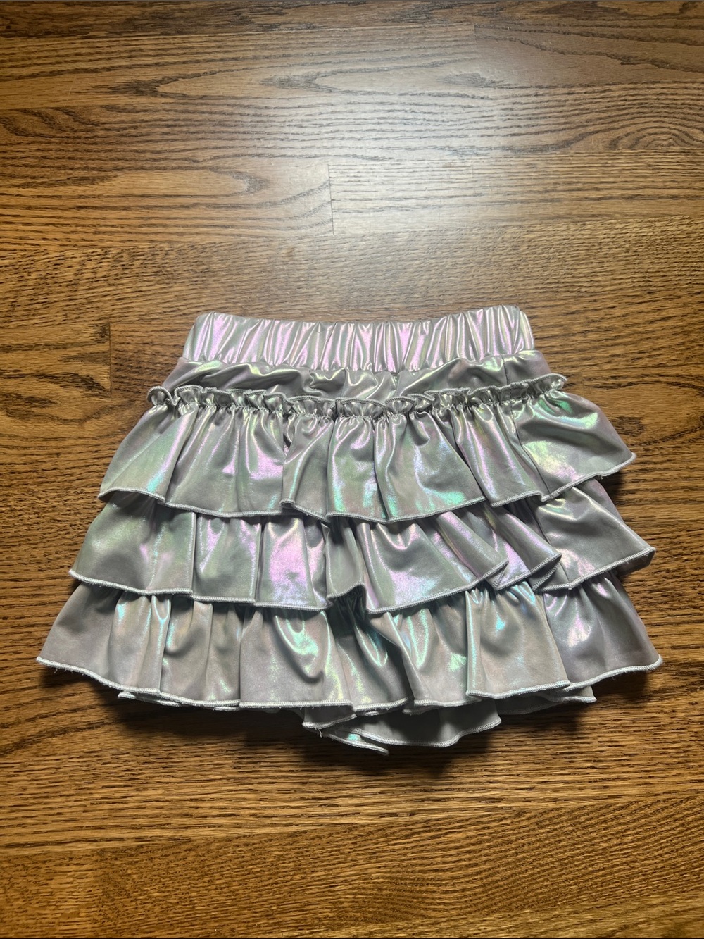 Lola + The Boys Iridescent Silver Ruffle Skirt